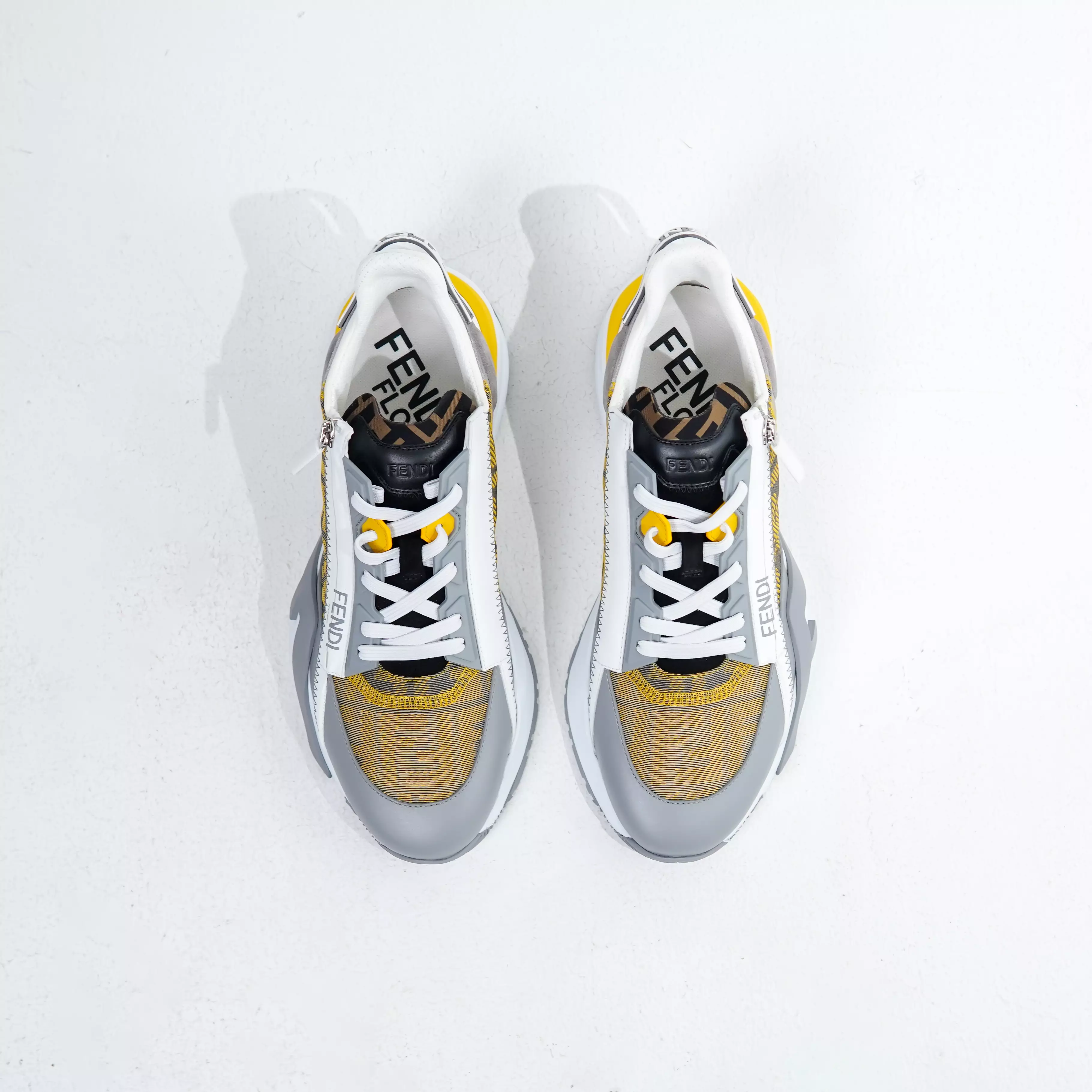 Sepatu FENDI FLOW FF YELLOW WHITE GREY SNEAKER 100% ORIGINAL