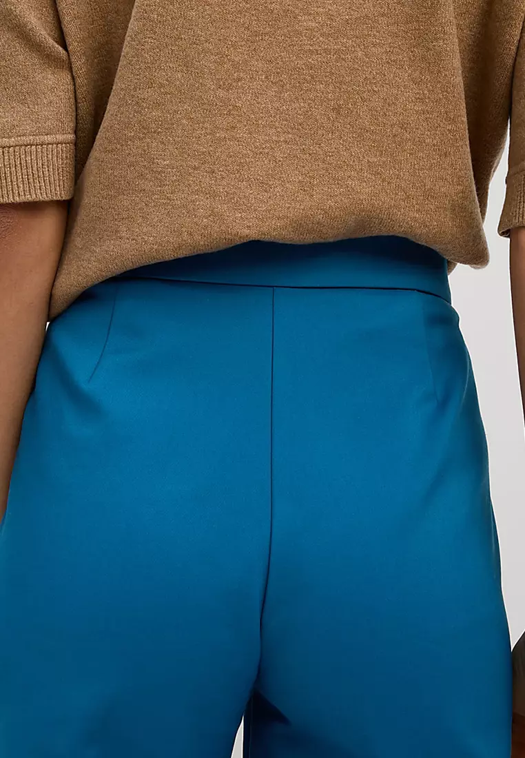 Cotton Blend Slim Fit Ankle Grazer Trousers