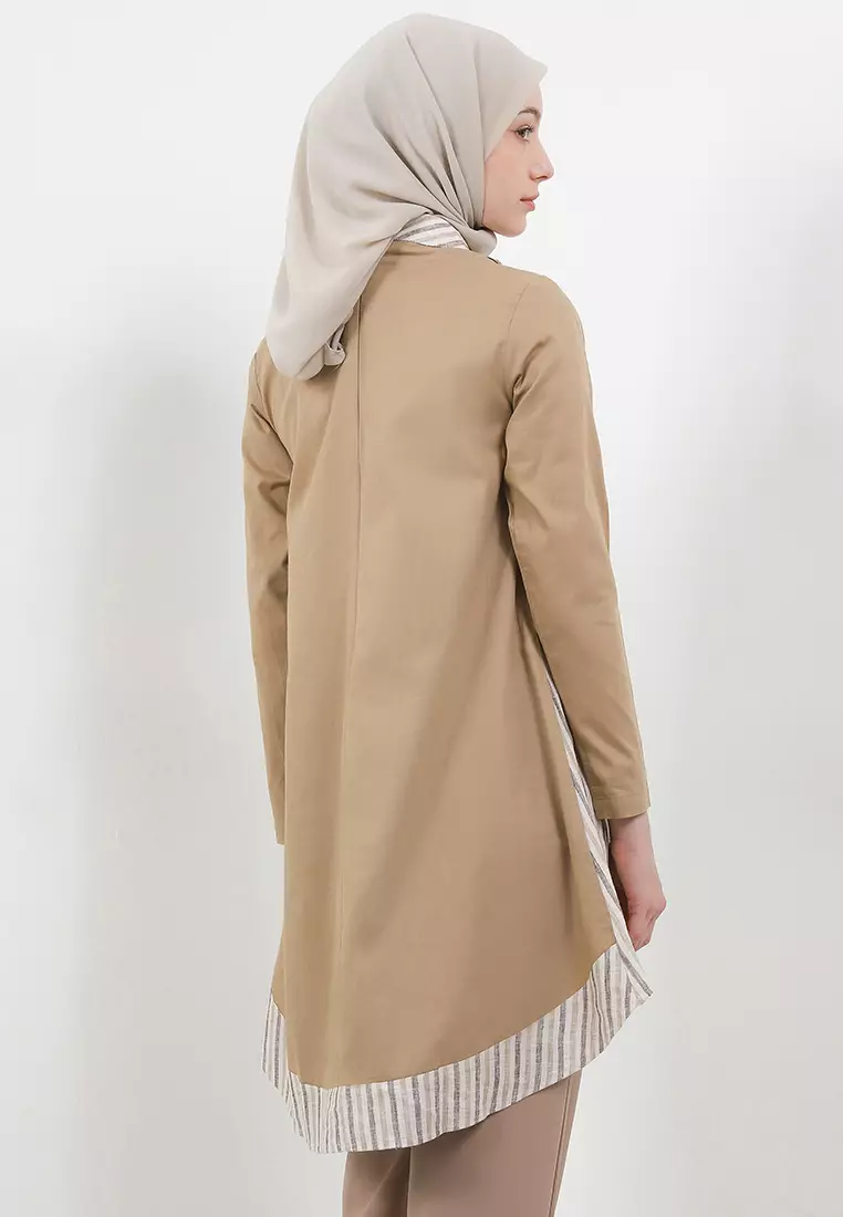 Bardie Assymetrical Tunic In Green Stripes