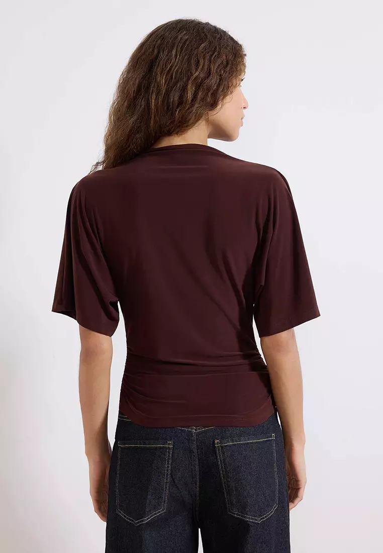 Boat Neck Batwing Sleeve Blouse
