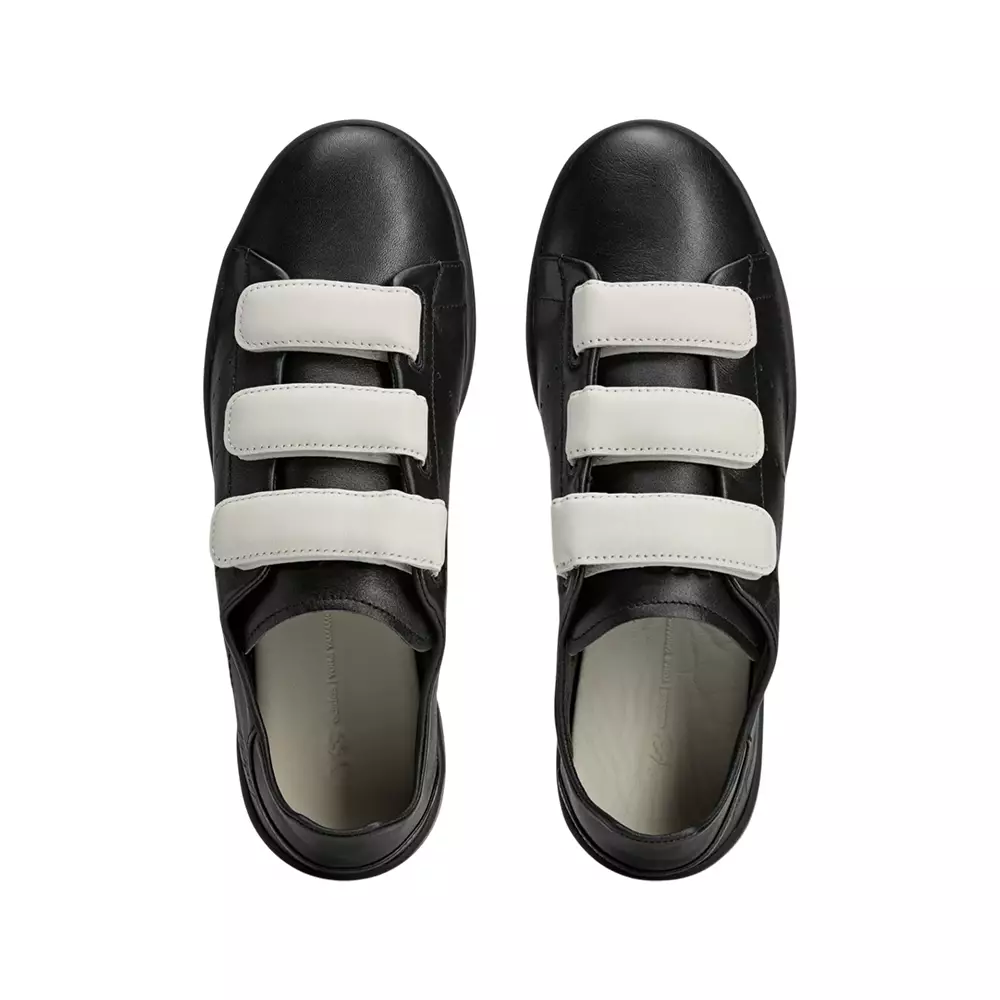 Stan Smith Hook and Loop Leather Sneakers Black/Orbit Grey