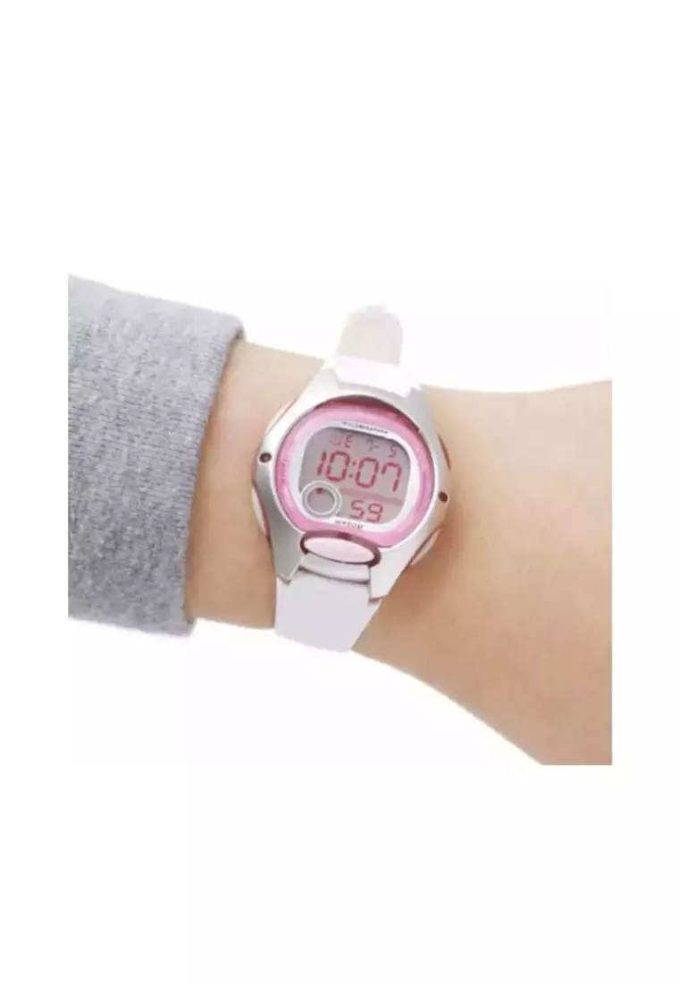 Kid's Digital LW-200-7AV White Resin Band Sport Watch