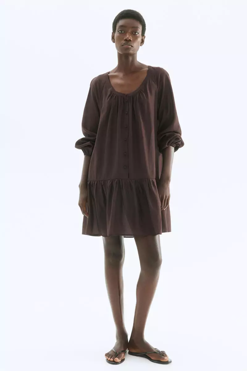 Button-front tunic dress