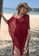 LYCKA red BC1034 Lady Beachwear Long Breezy Beach Cover-up Red B30E9USA7A0547GS_3