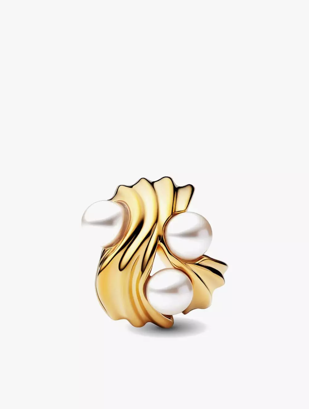 14k gold-plated charm with white lacquered artificial pearl