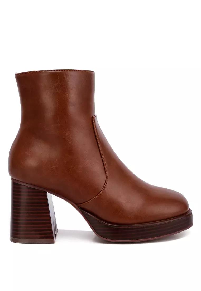 Discount on London Rag  shoes - SKU: Brown Faux Leather Side Zipper Closure Boots
