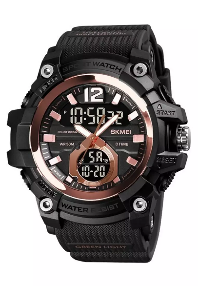 Jam Tangan Digital Pria Waterproof Many Function Strap Tali Material PU Silicone BY37 ORIGINAL