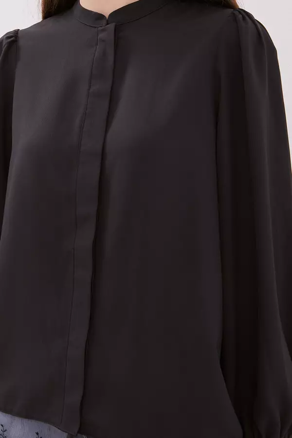 MINIMAL - Maisy - Blouse With Lace Detail - Black Colour Black