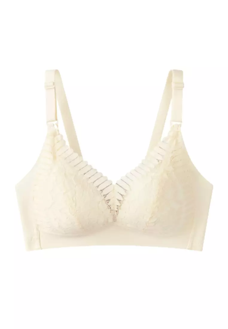 Maternity and Nursing Bra with Lace Trim ivory order online