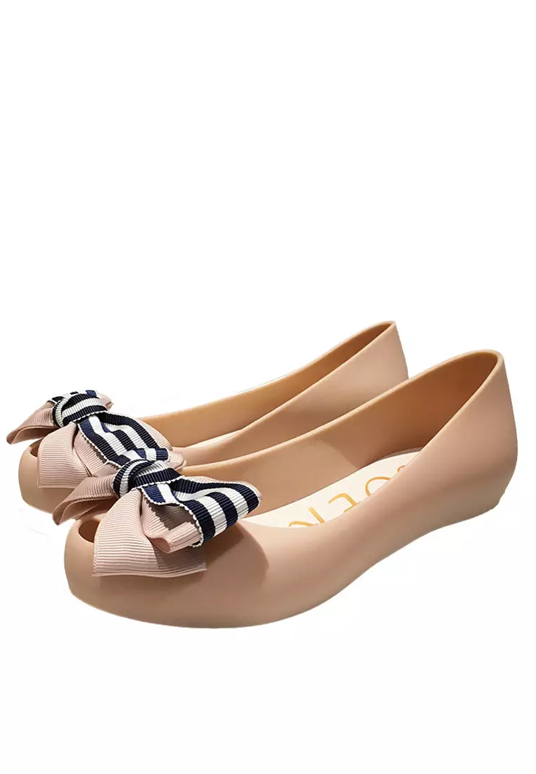 Bow Waterproof Jelly Flats Shoes