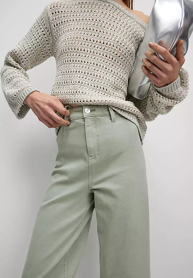 High Waisted Wide Leg Ankle Grazer Jeans