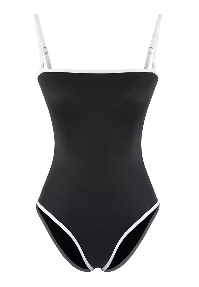 Black Square-Piece Swimsuit Tbess25Ma00123