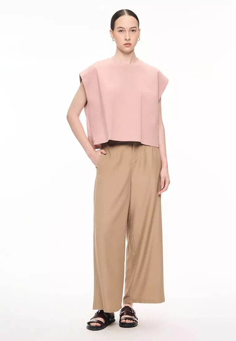 Women's Gathered Hem Crew Neck Top