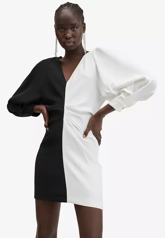 Bicolour Draped Dress