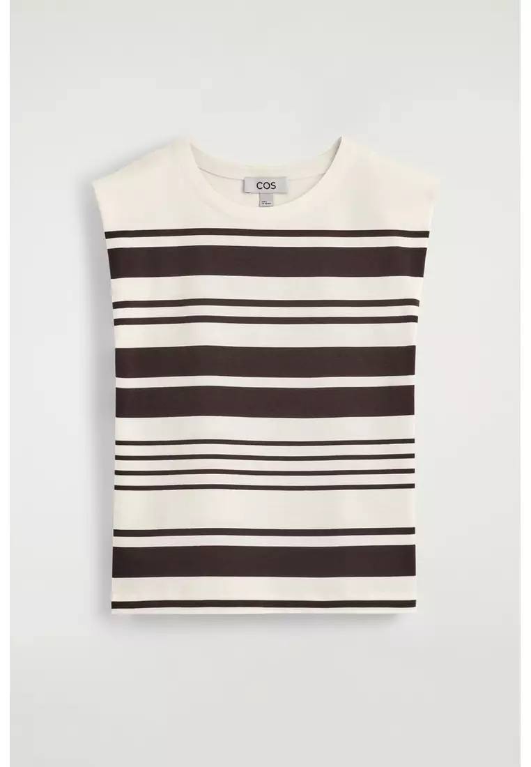 FOLDED-SHOULDER COTTON-JERSEY TANK TOP
