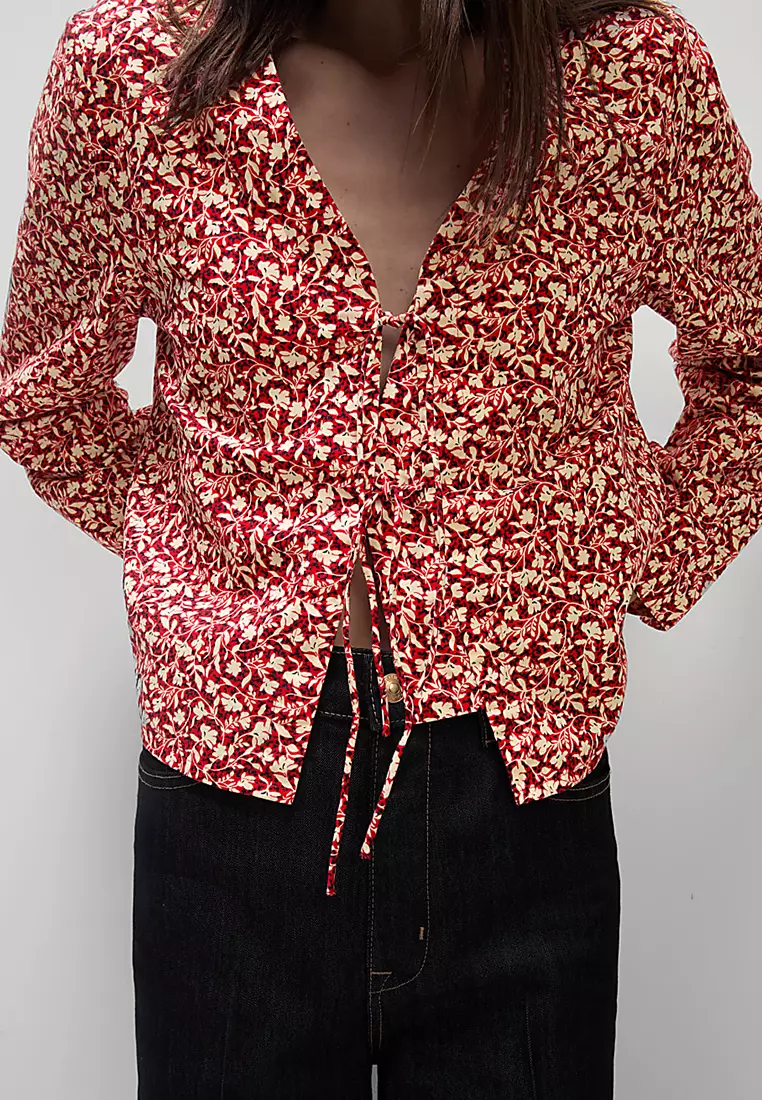 Pure Cotton Printed Tie Front Top