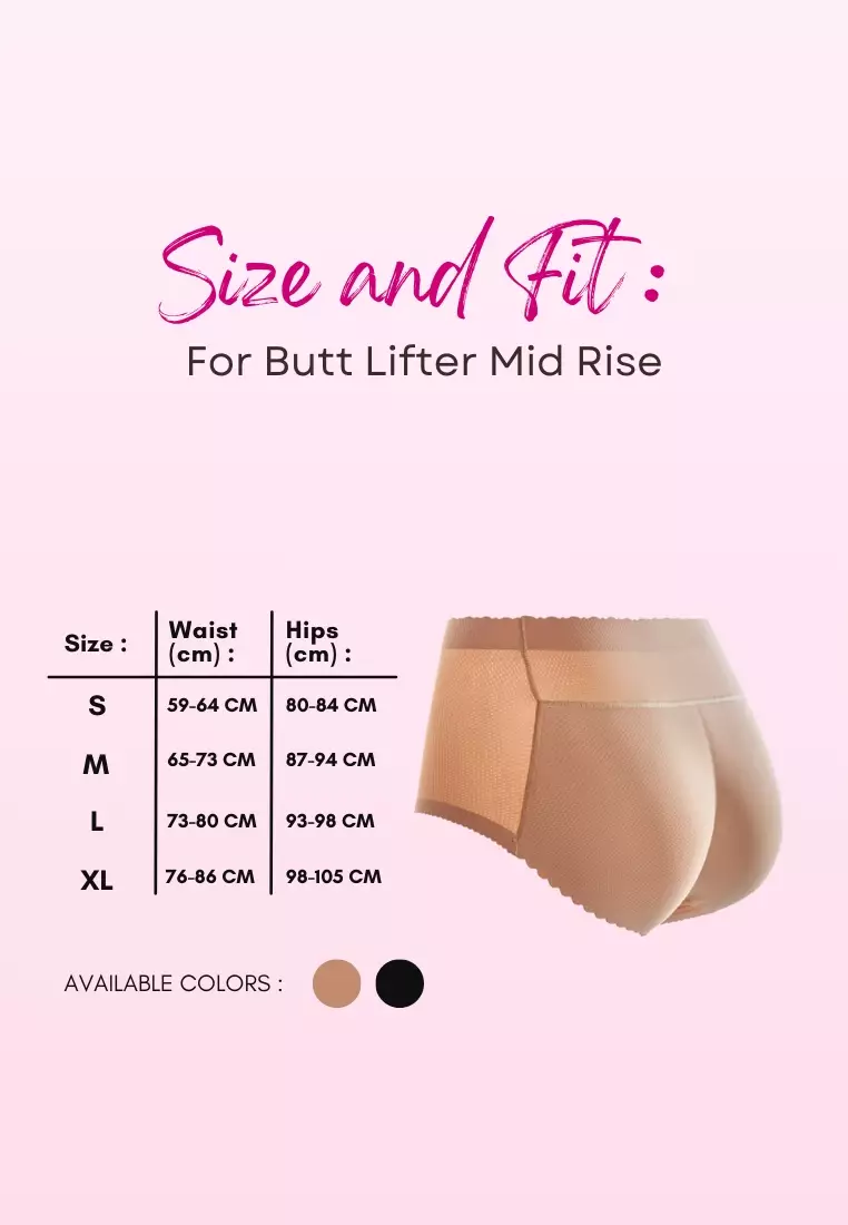 2 Pack Kalene Butt Lifter Mid Rise Panties Seamless Padded Underwear Hip Pads Enhancer Panty in Nude