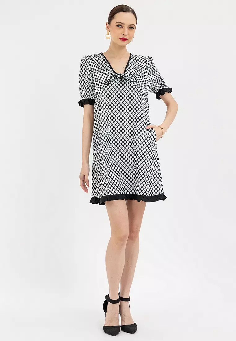 DOTIMA Dotted V-neck Dress