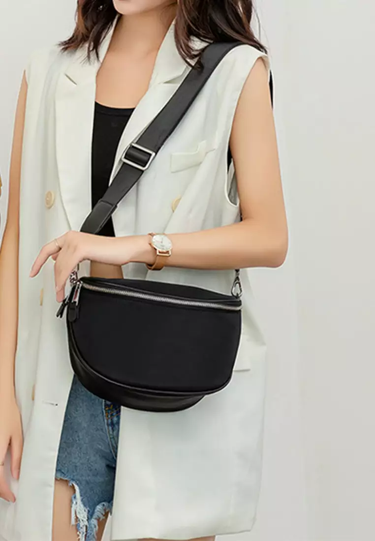 Buy Lara Women s Oxford Cloth Chest Bag Shoulder Bag Black 2024
