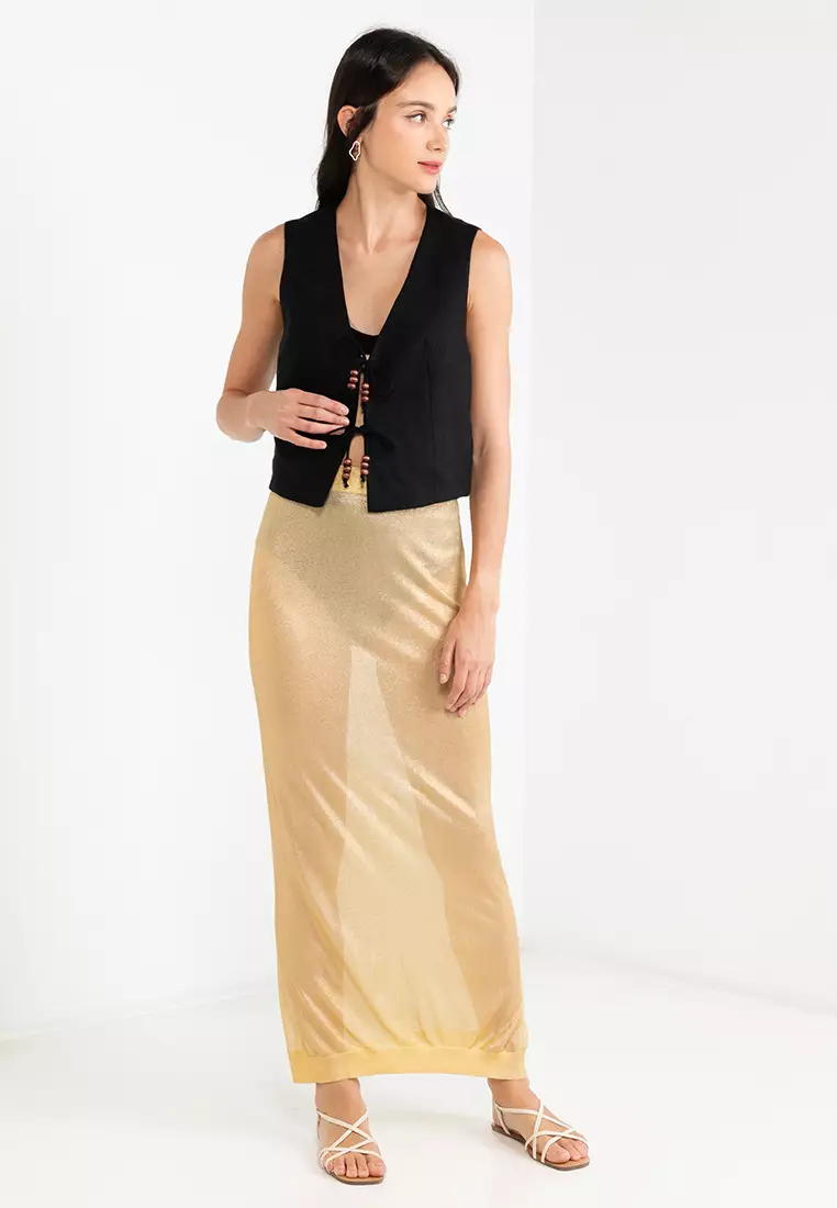 Metallic thread skirt zara best sale