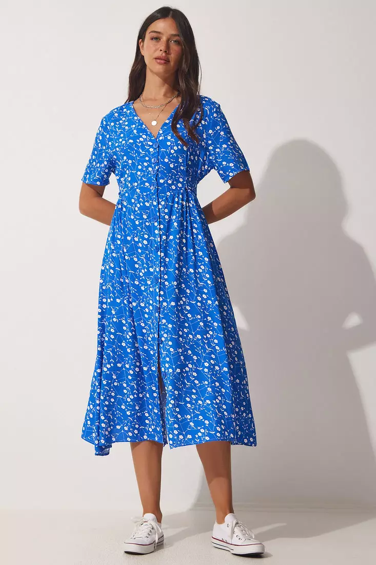 princess polly baby blue dress Blue Short Wedding Guest Dress Ever-Pretty Inclusive Plus Size Ruffled  V-Neck A-Line Midi Dress for Evening Formal