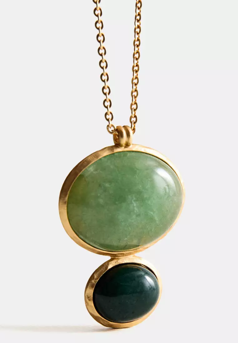 Long Pendant Necklace With Stones