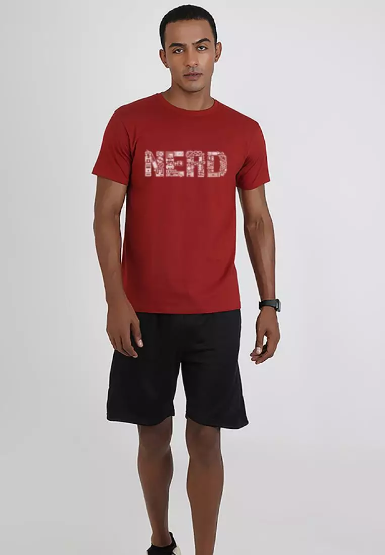 NERD 栗色棉质短袖常规版型 T 恤