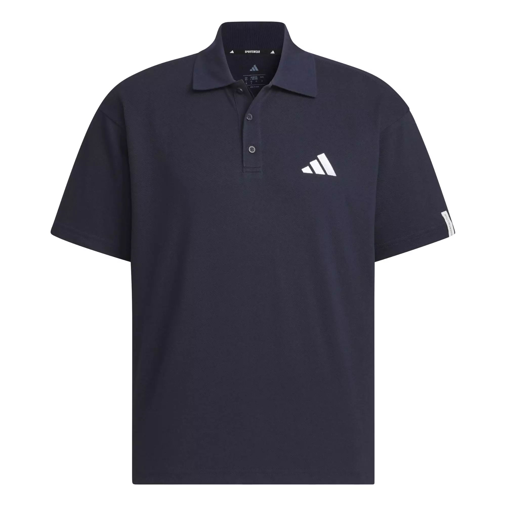 Lifestyle Essentials Plus Loose Fit Small Logo Short Sleeve Polo Shirt Men Blue JW6986