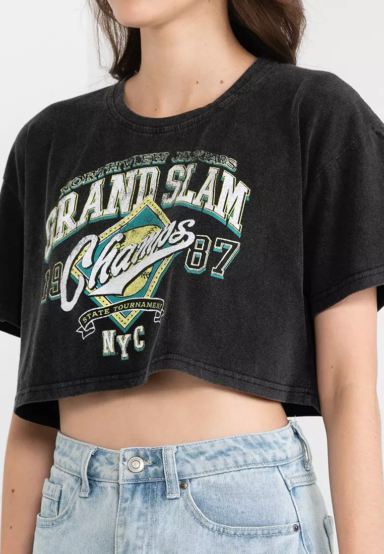 Buy KNUE Printed Crop TShirt 2024 Online ZALORA Philippines