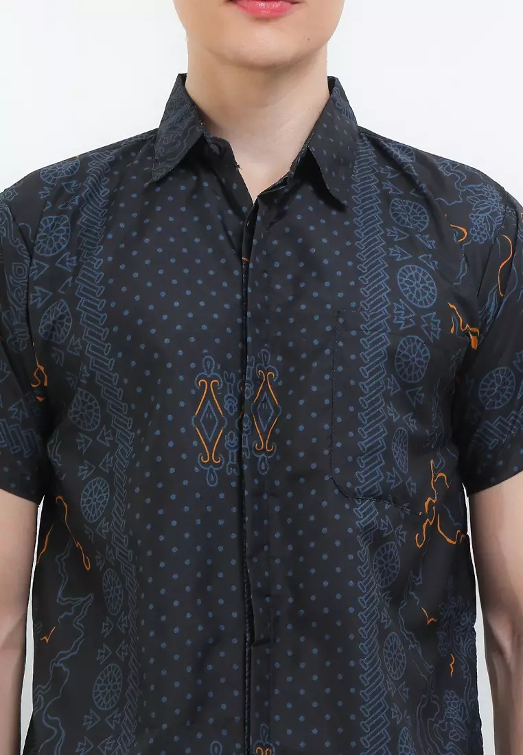 Ethnic Kemeja Batik Exclusive Premium Pria Casual Modern Lengan Pendek