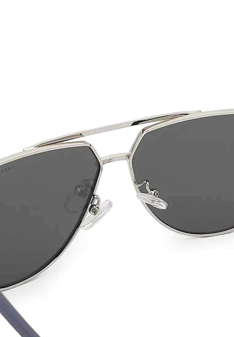 Unisex Stylish Polarized Aviator Sunglasses (Kacamata Hitam) - Putih / Abu-Abu