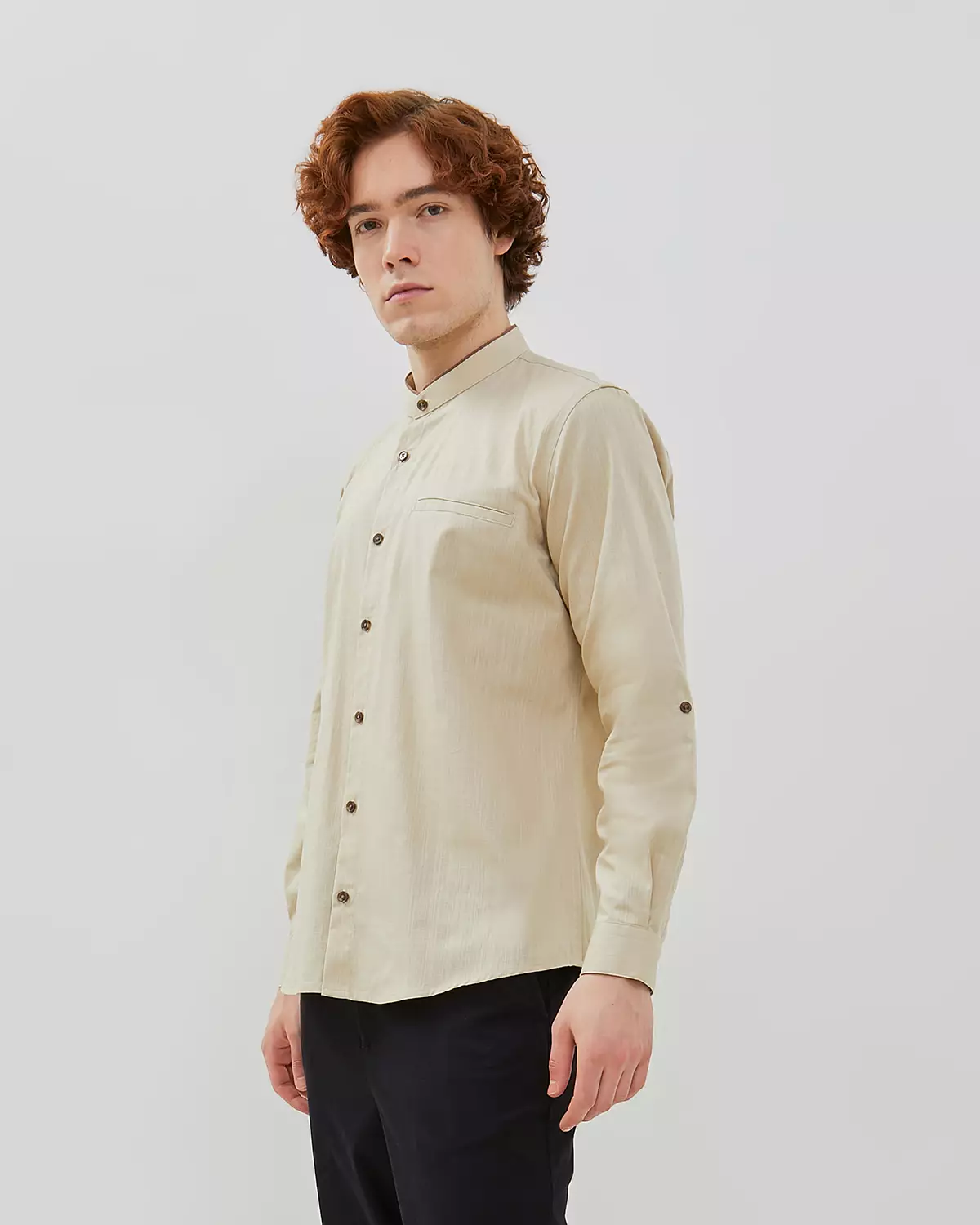 MEN'S CREAM LONG SLEEVE KOKO SHIRT