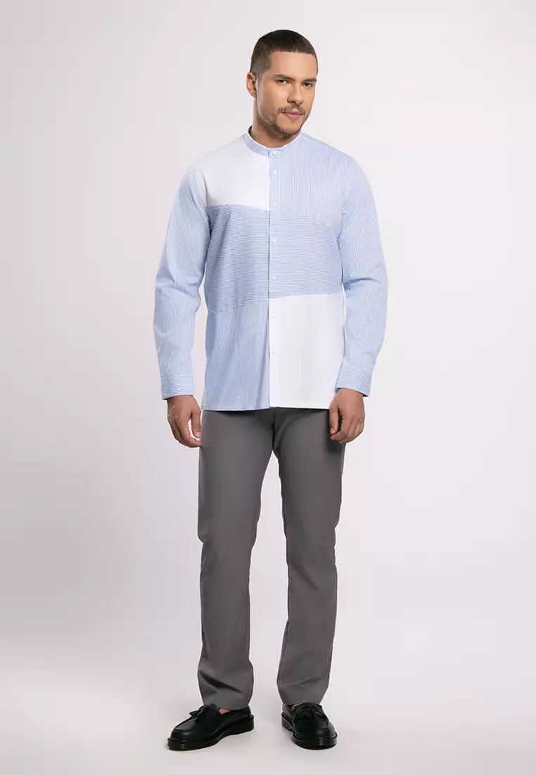 MOC - Kemeja Shanghai Lengan Panjang Pria Sadam - Light Blue