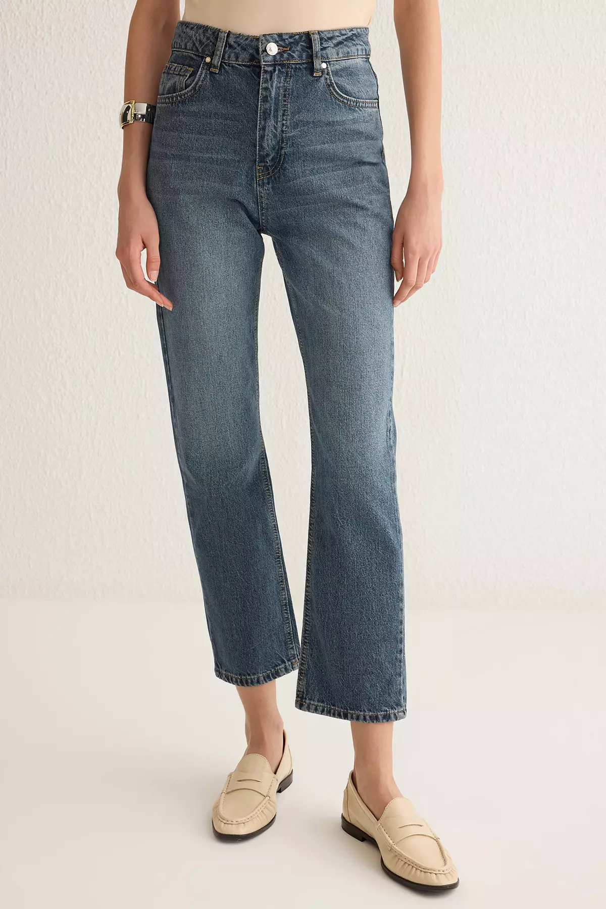 Blue High Waist Straight Jeans Twoss25Je00106