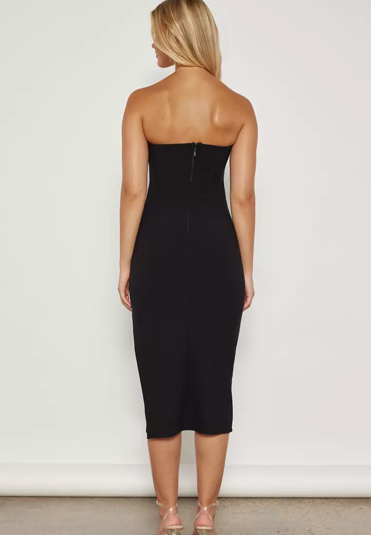 Pleated Waist Strapless Dress