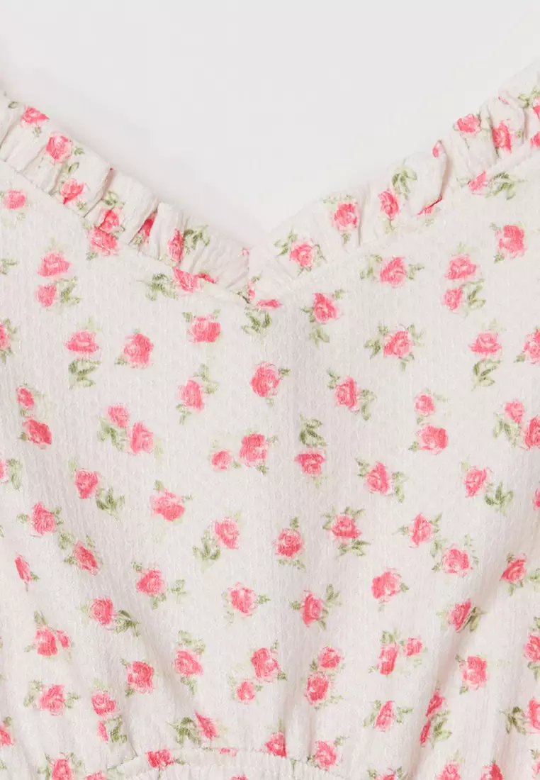 Multicolored Strappy Floral Patterned Knitting Plus Size Blouse TBBSS25AF00041