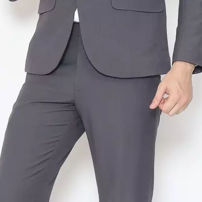 Lawell Celana Formal Pria Warna Grey | Motif Salur Halus Elegan | Polyester Viscose Stretch | PAUL