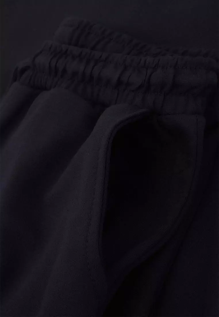 Black Loose Fit Embroidered 100% Cotton Knitted Tracksuit Set Tmnss26Em00005