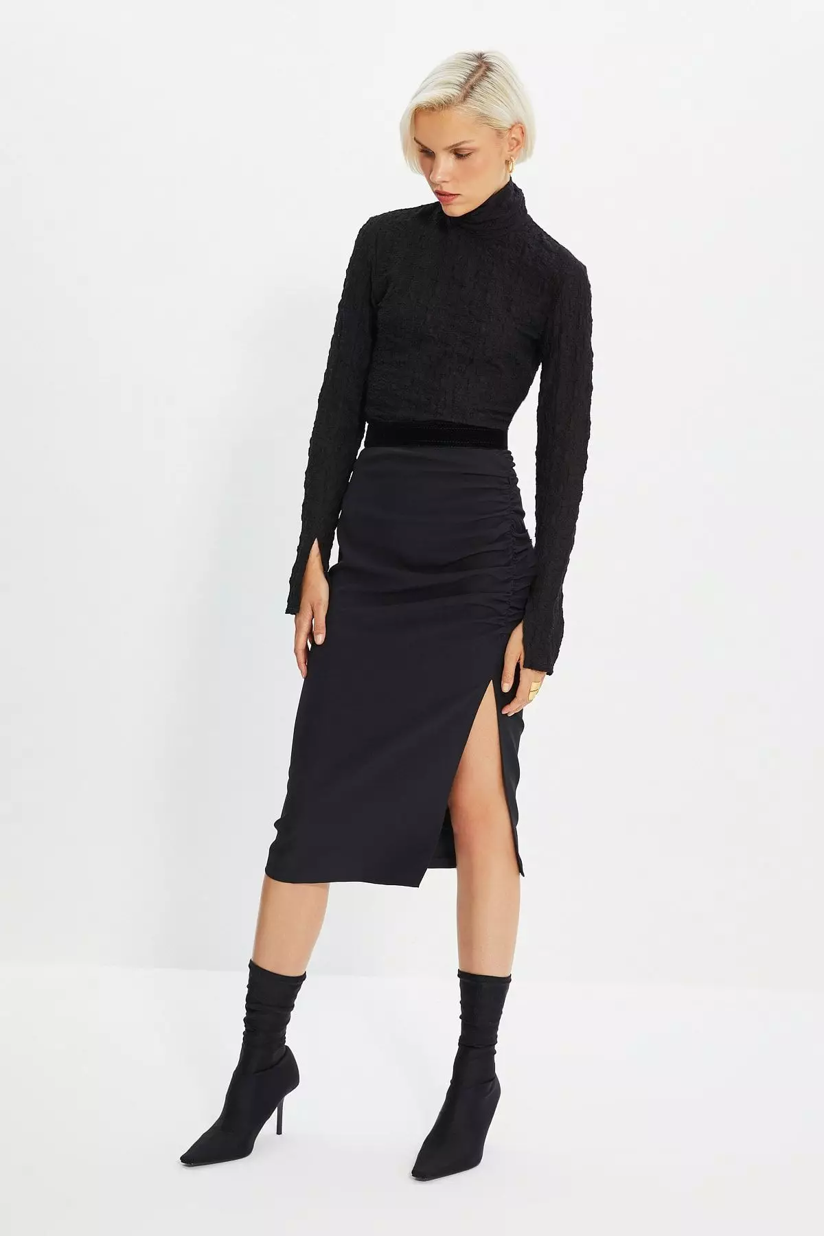 Ruched Midi Skirt