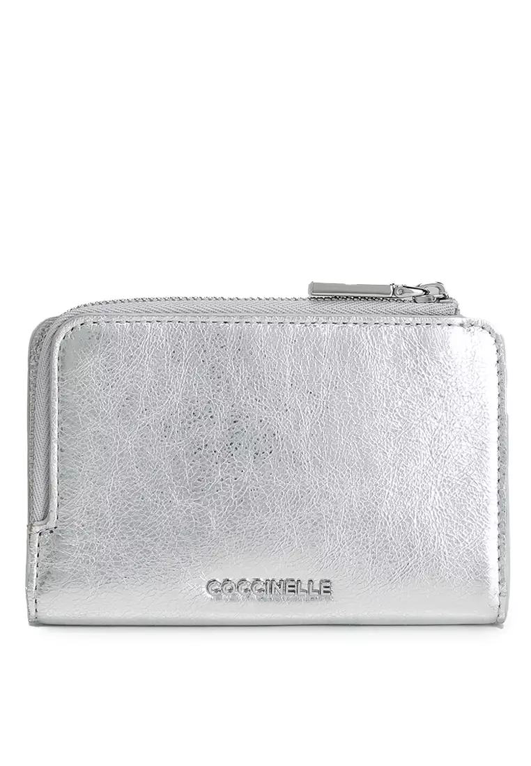 Smooth Metallic Leather Zip Wallet