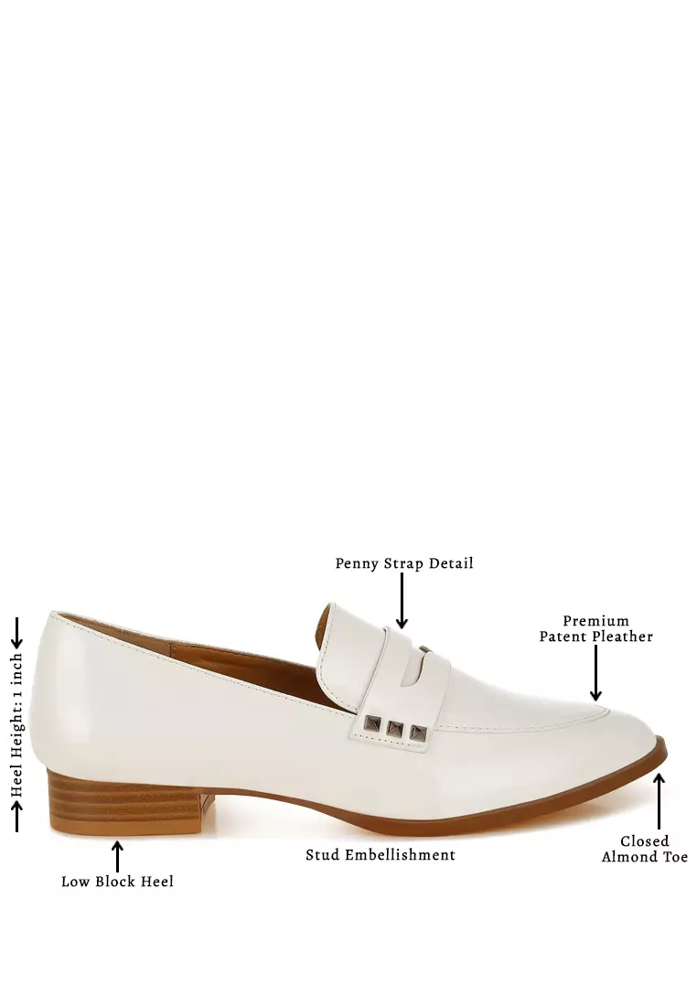 Patent Pleather Penny Loafers in Off White