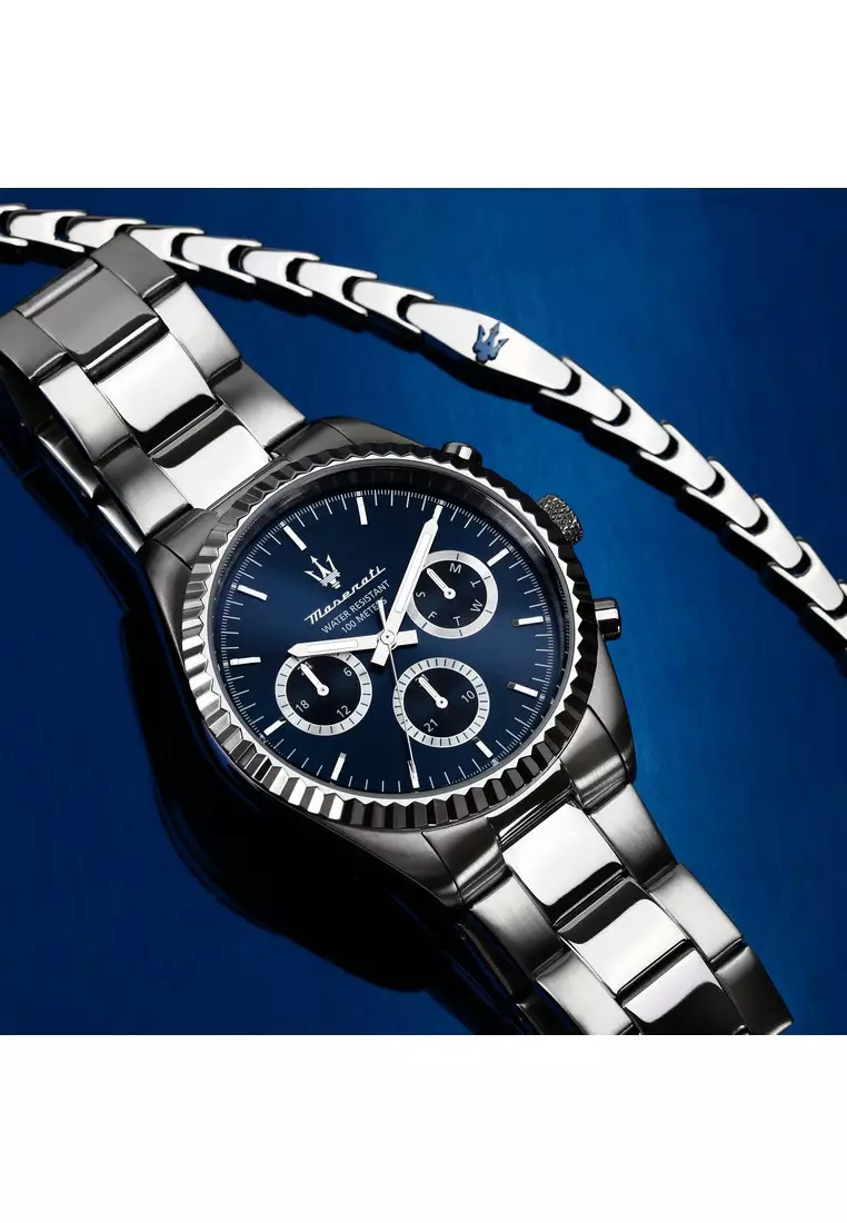 【2 Years Warranty】Maserati Competizione 43mm Men's Quartz Watch + Bracelet R8853100047