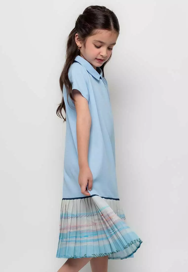 Treehouse Aurora Collared Dress with  Pleated Hem
