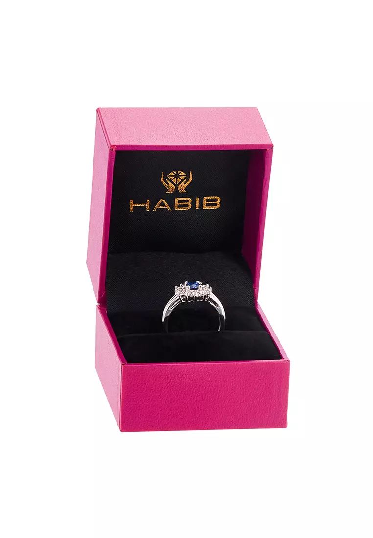 HABIB Oval Blue Sapphire and Diamond Ring in 375/9K White Gold 24446(R)