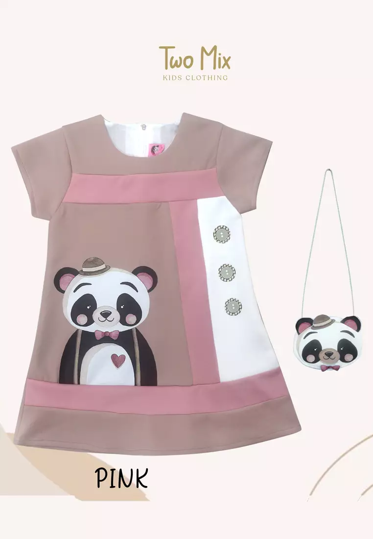 Two Mix - Dress Anak Perempuan Lucu - Baju Anak Perempuan Bonus Tas Lucu 1-8 Tahun 4296