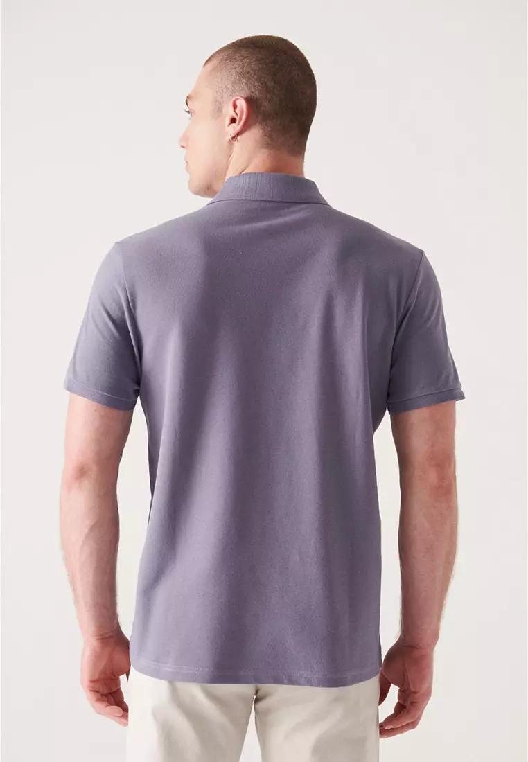 Men's Lilac 100% Cotton Cool Polo Neck T-Shirt E001004