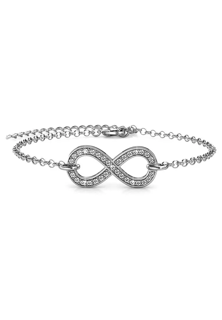 Infinity Eight Bracelet White Gold - Gelang Crystal Swarovski By Her Jewellery