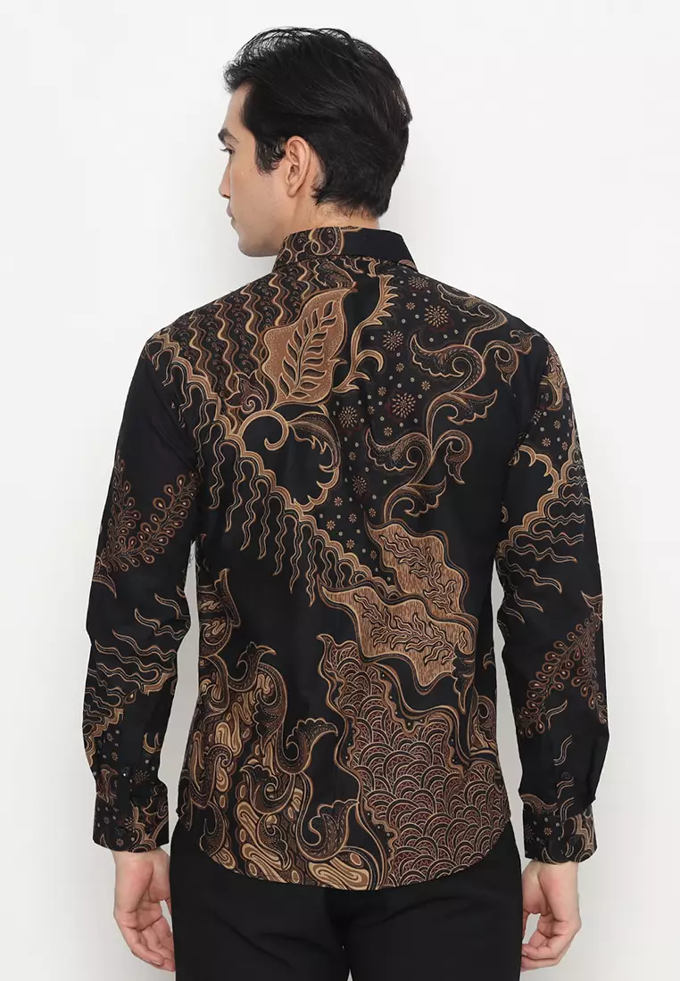 Kemeja Batik Pria Ganesha - Black/Brown