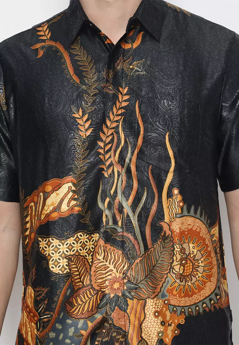 My Aksa Batik Pria Kemeja Pendek Furing Semi Sutera Omesh Ohana