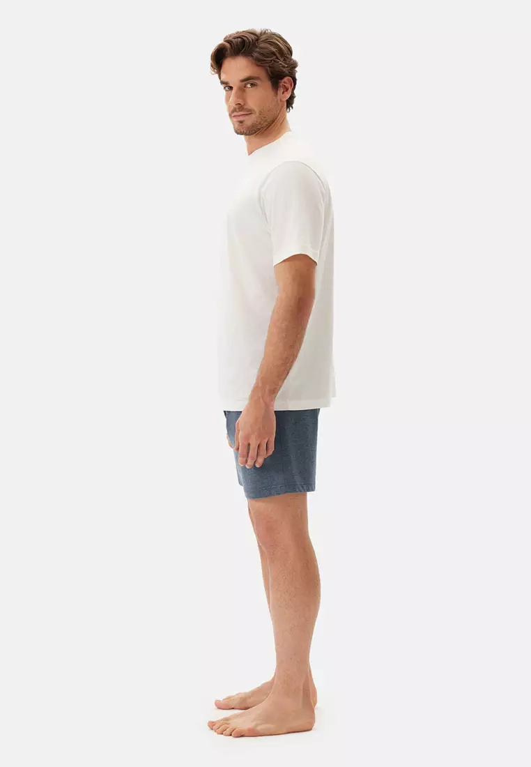 Navy Melange Shorts, Regular, Short Leg, Sleepwear for Men